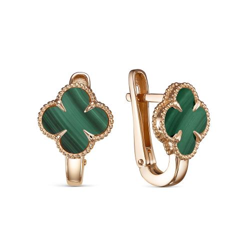 Золотые серьги с малахитом BERGER 120129 м